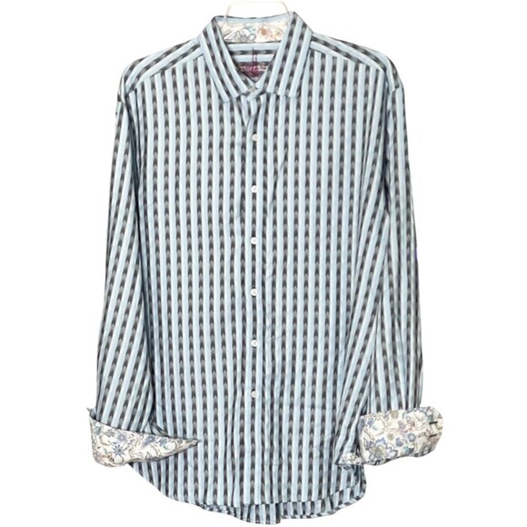 ROBERT GRAHAM Size XL Blue Print Cotton Button Up Long Sleeve Shirt main image 1